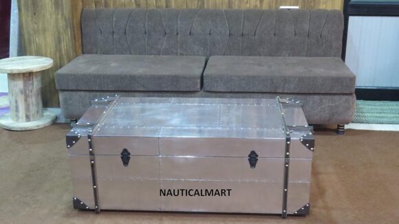 NauticalMart Commander Aluminum Storage Trunk Coffee Table - Image 4