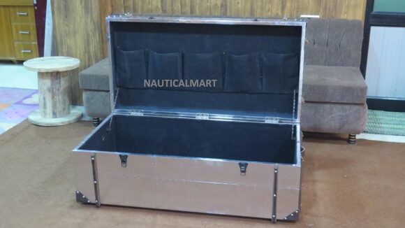 NauticalMart Commander Aluminum Storage Trunk Coffee Table - Image 3