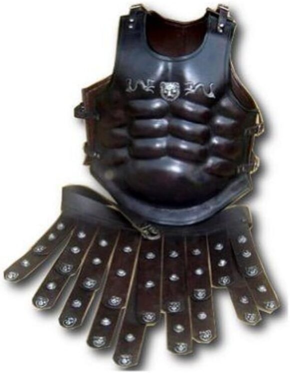 Leather Greek Muscle Armor Cuirass - One Size - Brown Armour - Image 3