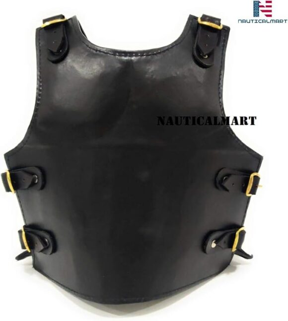 Nautical-Mart Roman Black Leather Muscle Armor Cuirass Medieval Halloween Costume (design 5) - Image 3