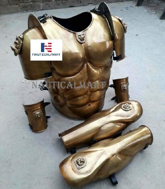 Nautical-Mart Medieval Muscle Armor Shoulder Guard Complete Roman Set With Arm & Leg Armour Suit Battle Ready Halloween Costume - Image 3