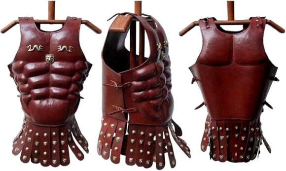 NauticalMart Medieval Leather Greek Muscle Armor Cuirass - One Size Brown Armour