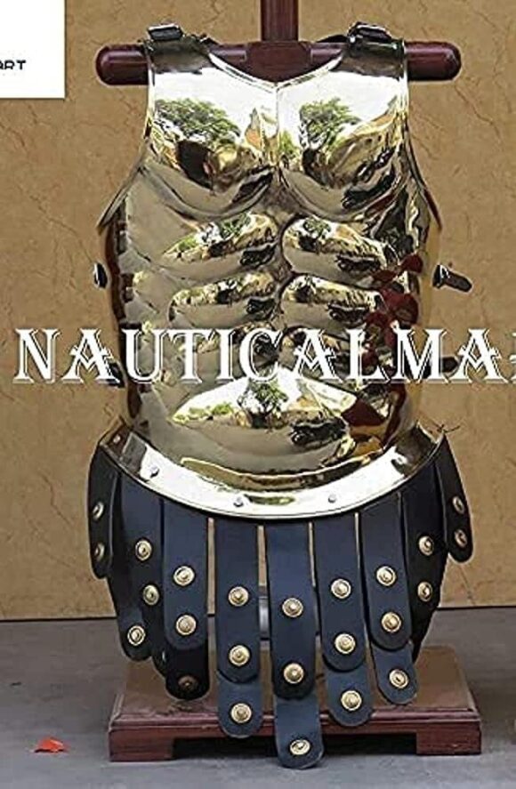 NauticalMart Corinthian Helmet with Brass Greek Muscle Armor Halloween Costume Leather Belt - Image 3