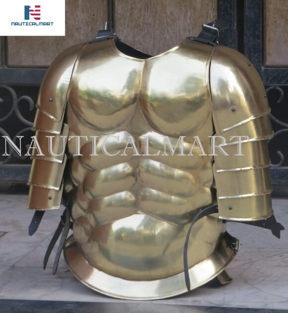 Roman Greek Muscle Armor Cuirass with Shoulder Guard Collectible Costume Medieval Breastplate Pauldron Halloween Costume - Image 6