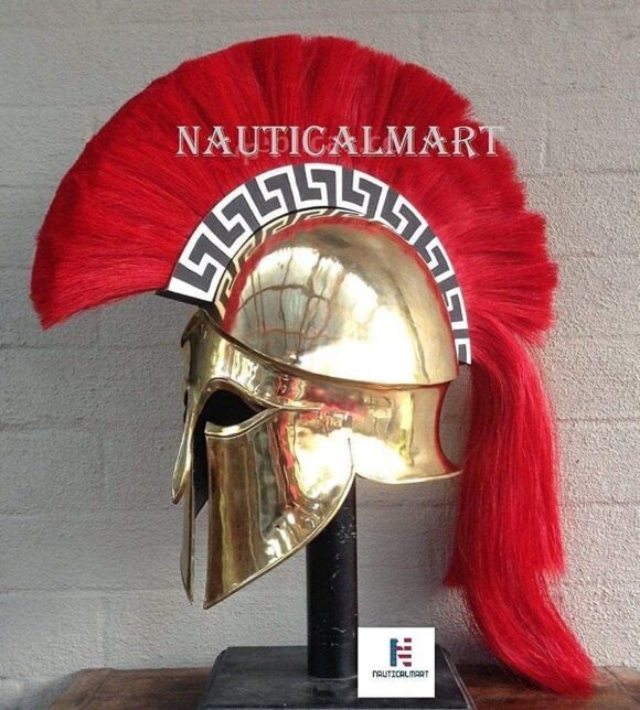 NauticalMart Corinthian Helmet with Brass Greek Muscle Armor Halloween Costume Leather Belt - Image 4