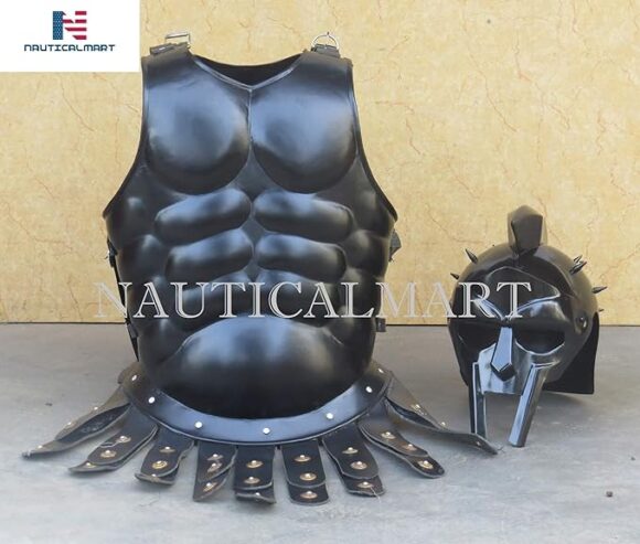 NauticalMart Maximus Gladiator Helmet w/Roman Spartan Muscle Jacket Cuirass Halloween Costume - Image 3