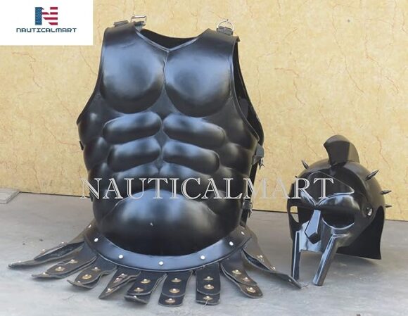 NauticalMart Maximus Gladiator Helmet w/Roman Spartan Muscle Jacket Cuirass Halloween Costume - Image 4