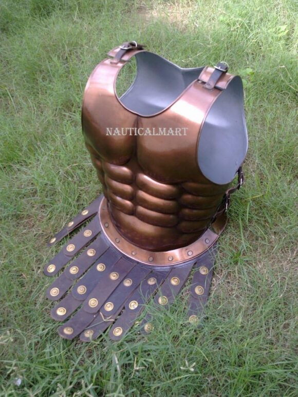 Medieval Roman Greek Muscle Armor Reenactment Costume with Leather Apron Belt