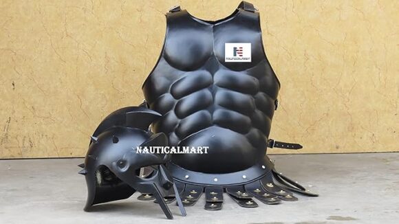 NauticalMart Maximus Gladiator Helmet w/Roman Spartan Muscle Jacket Cuirass Halloween Costume