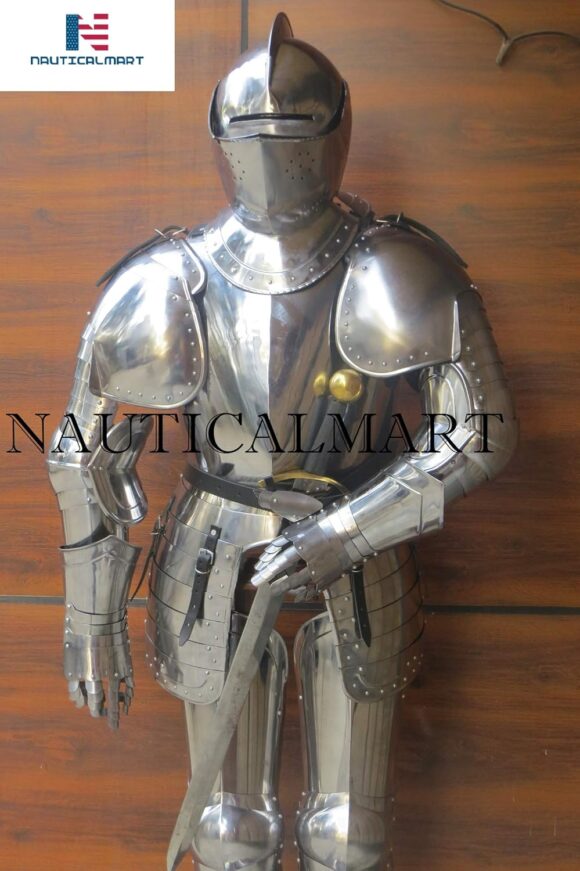 Italian Full Suit of Armor Medieval Knight Closed Helmet Costume - Image 7