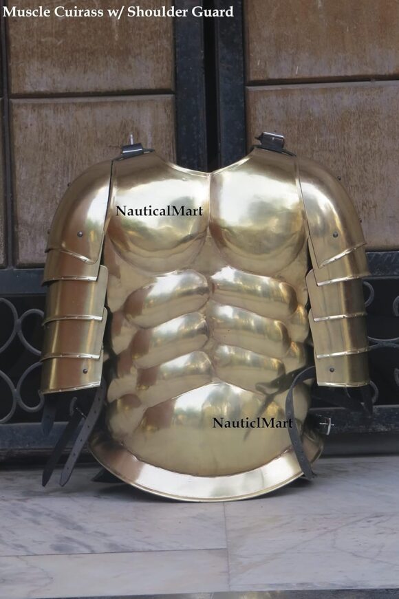 Roman Greek Muscle Armor Cuirass with Shoulder Guard Collectible Costume Medieval Breastplate Pauldron Halloween Costume - Image 4