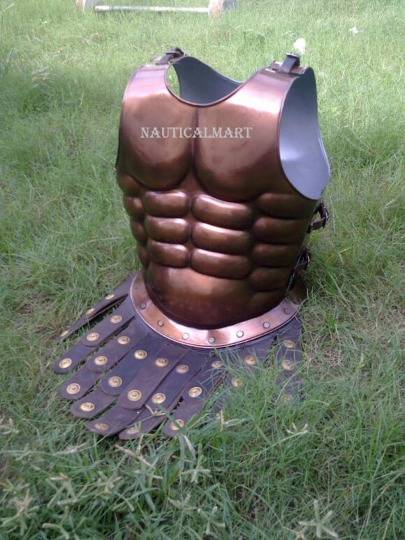 Medieval Roman Greek Muscle Armor Reenactment Costume with Leather Apron Belt - Image 2