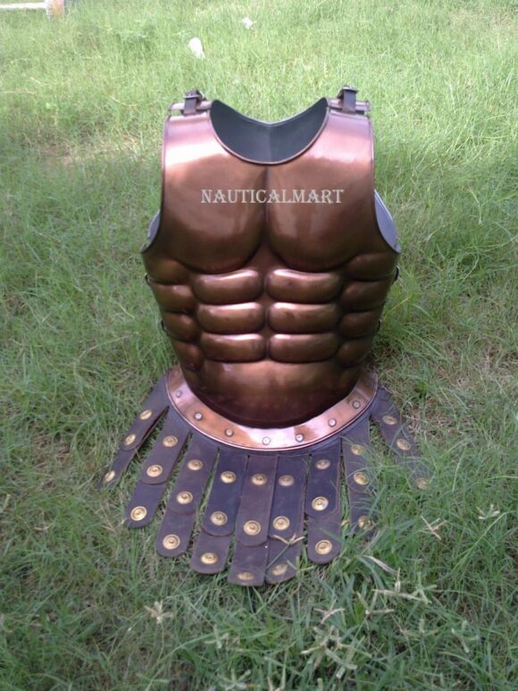 Medieval Roman Greek Muscle Armor Reenactment Costume with Leather Apron Belt - Image 3