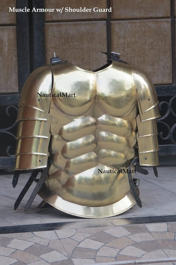 Roman Greek Muscle Armor Cuirass with Shoulder Guard Collectible Costume Medieval Breastplate Pauldron Halloween Costume - Image 5