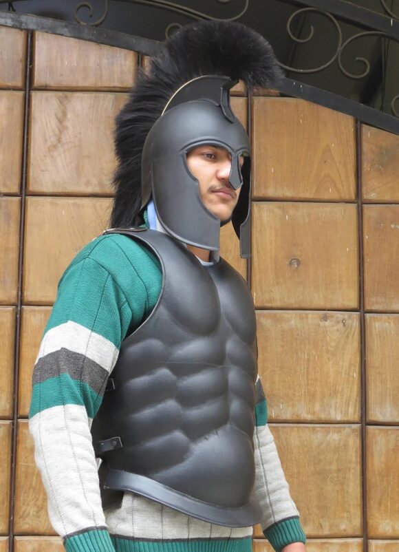 NauticalMart Roman Greek Muscle Armor Cuirass Spartan Costume W/Black Medieval Troy Helmet - Image 3