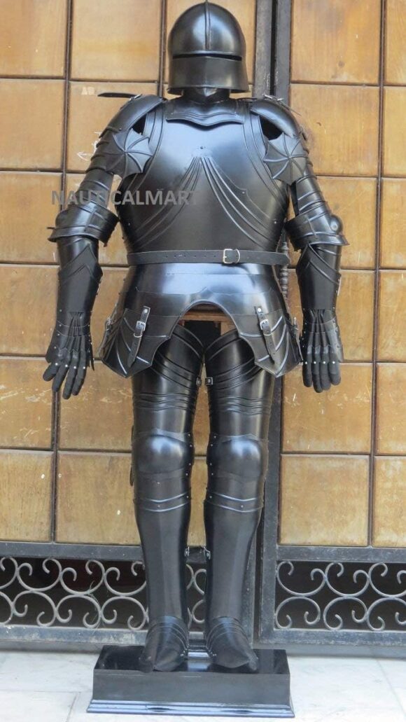 German Gothic Black Full Suit of Armor Medieval Armor Wearable Costume - Image 3