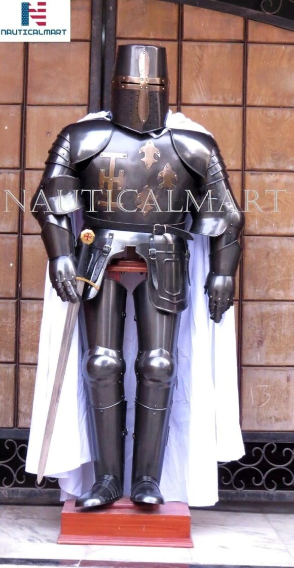 Crusader Full Suit of Armor Medieval Dark Knight Wearable Halloween Costume - Custom Size - Image 5