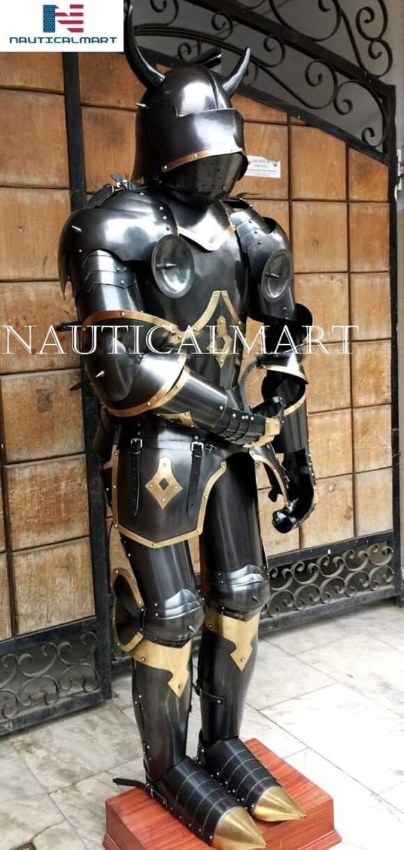 Medieval Full Suit of Armor Wearable Knight Gothic Suit with Horns 15th Century - Image 3