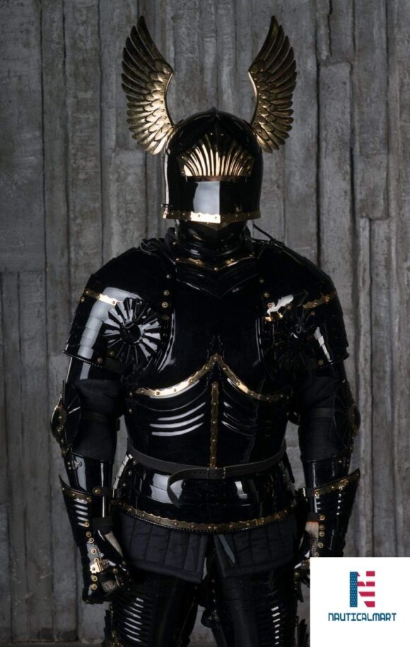 Full Plate Armour of The XV Century in Gothic Style Full Suit of Armor Custom Size Armour Knight Costume with Gold Plated Brass - Image 4