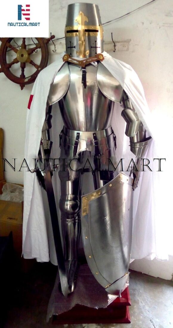 Crusader Full Suit of Armor Medieval Knight Templar - Halloween LARP - Image 2