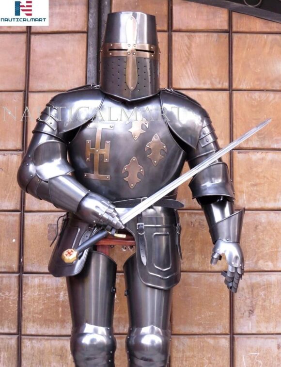 Crusader Full Suit of Armor Medieval Dark Knight Wearable Halloween Costume - Custom Size - Image 3