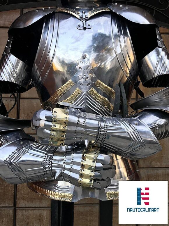 NauticalMart Gothic Suit of Armor Shining Breastplate Knight LARP Halloween Costume - Image 5