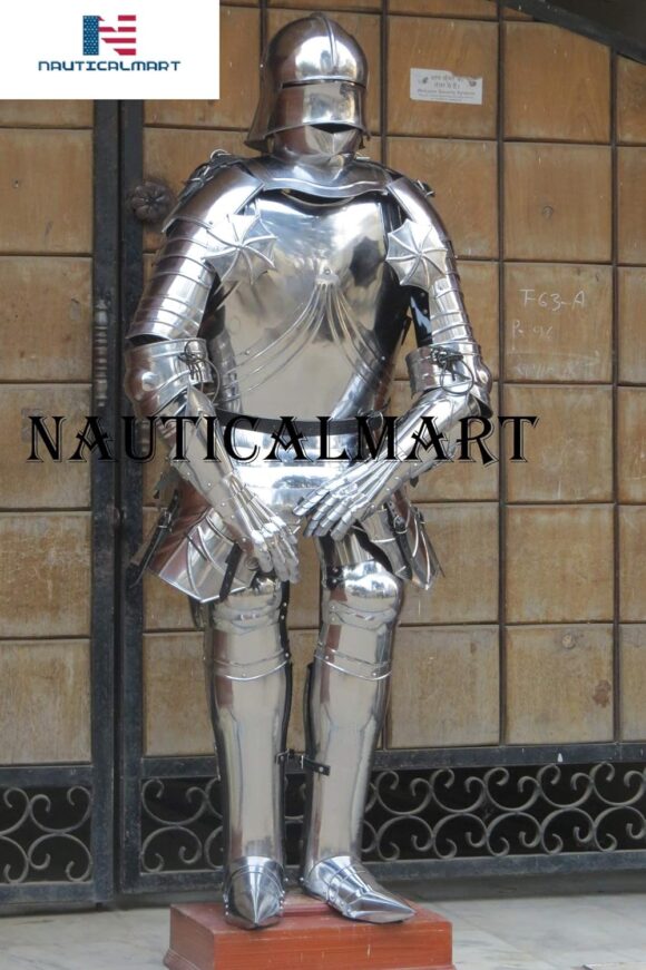 NauticalMart German Knight's Gothic Full Suit of Armor Wearable Steel Body Armor Halloween Costume - Image 3