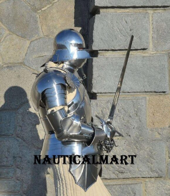 Halloween Medieval Reenactment Gothic Steel Half Suit of Armor LARP Costume - Image 2