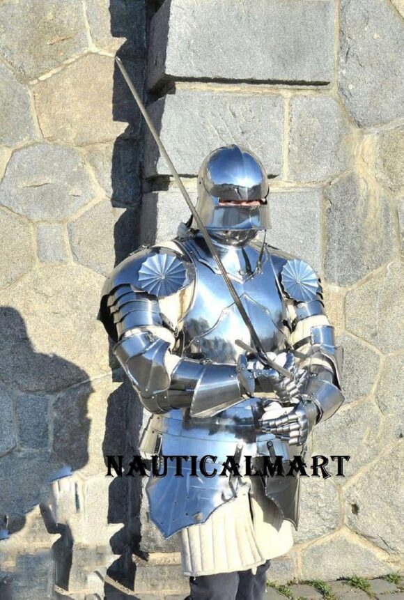 Halloween Medieval Reenactment Gothic Steel Half Suit of Armor LARP Costume