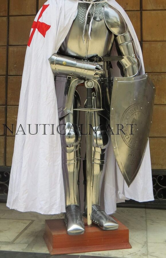 Crusader Full Suit of Armor Medieval Knight Templar - Halloween LARP