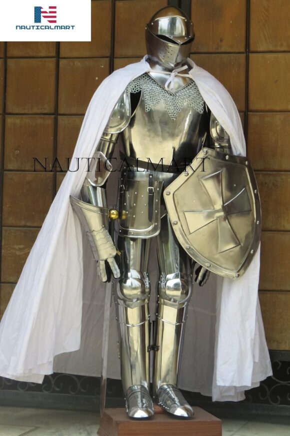 NauticalMart Knight Full Suit of Armor Custom LARP Halloween Costume Cloak, Shield, Chainmail - Image 4