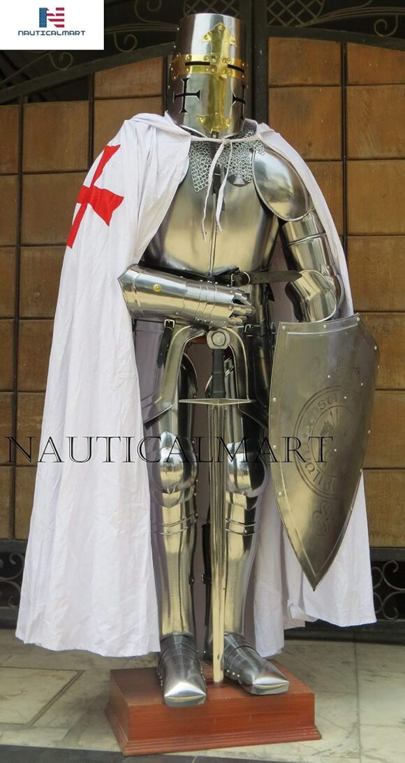 Crusader Full Suit of Armor Medieval Knight Templar - Halloween LARP - Image 3