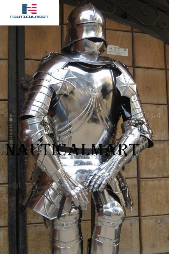 NauticalMart German Knight's Gothic Full Suit of Armor Wearable Steel Body Armor Halloween Costume - Image 2