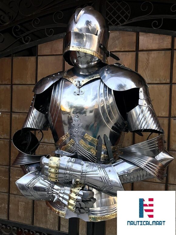 NauticalMart Gothic Suit of Armor Shining Breastplate Knight LARP Halloween Costume - Image 3