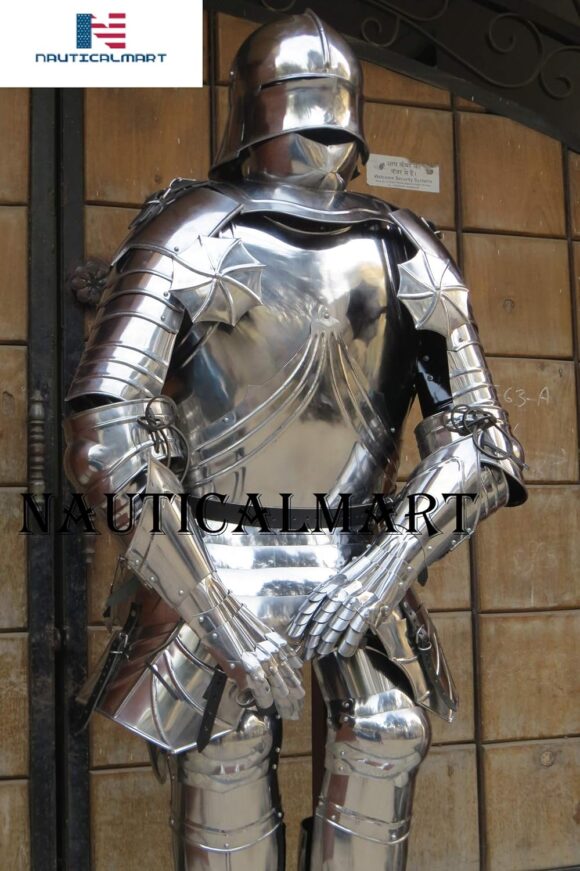 NauticalMart German Knight's Gothic Full Suit of Armor Wearable Steel Body Armor Halloween Costume - Image 5