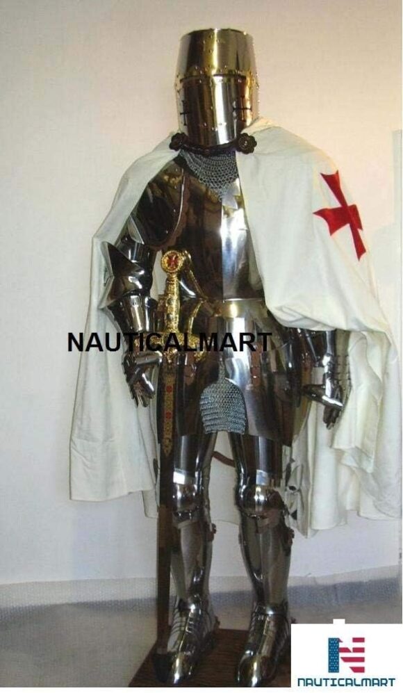 Medieval Knight Crusader Full Steel Templar Suit of Armor Wearable Costume - Image 5