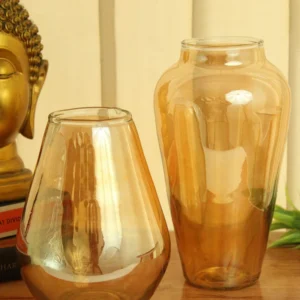 2-Pcs_Gold-Transparent_Decorative_Glass_Vases_