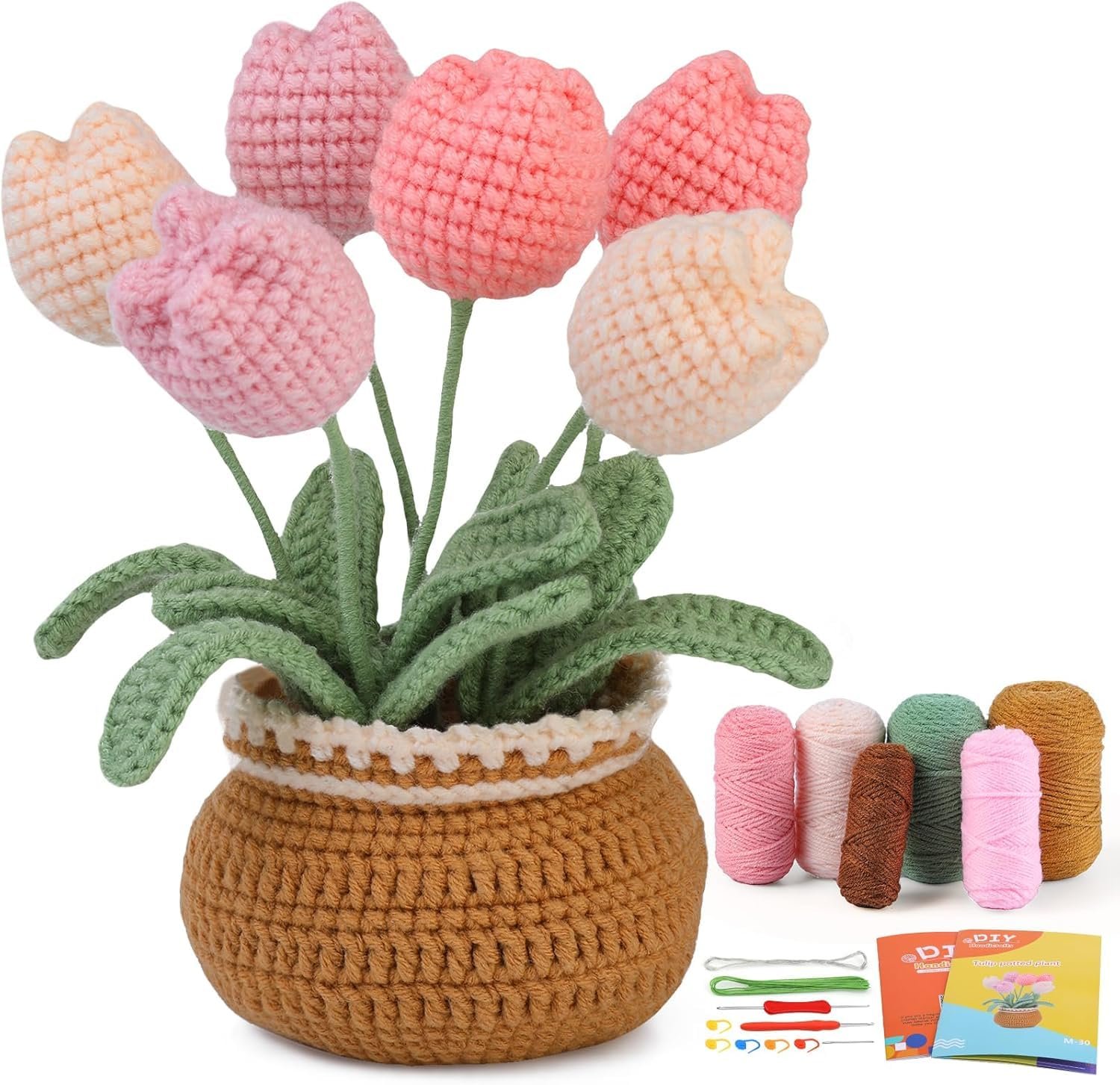 Tulip Flower Crochet Set – Crochet Kit For Beginners & Adults