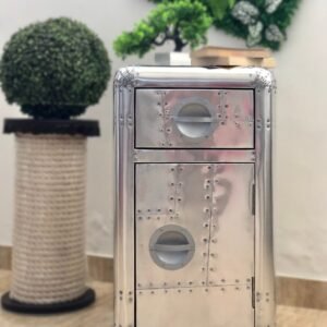 Historium Vault Aviator Side Table With Door And Drawer