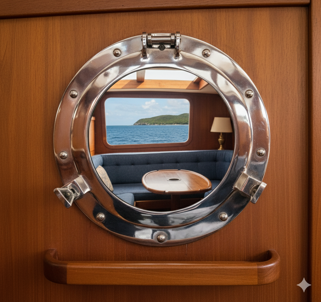 Aluminum Porthole Mirror Chrome Plated - Image 2