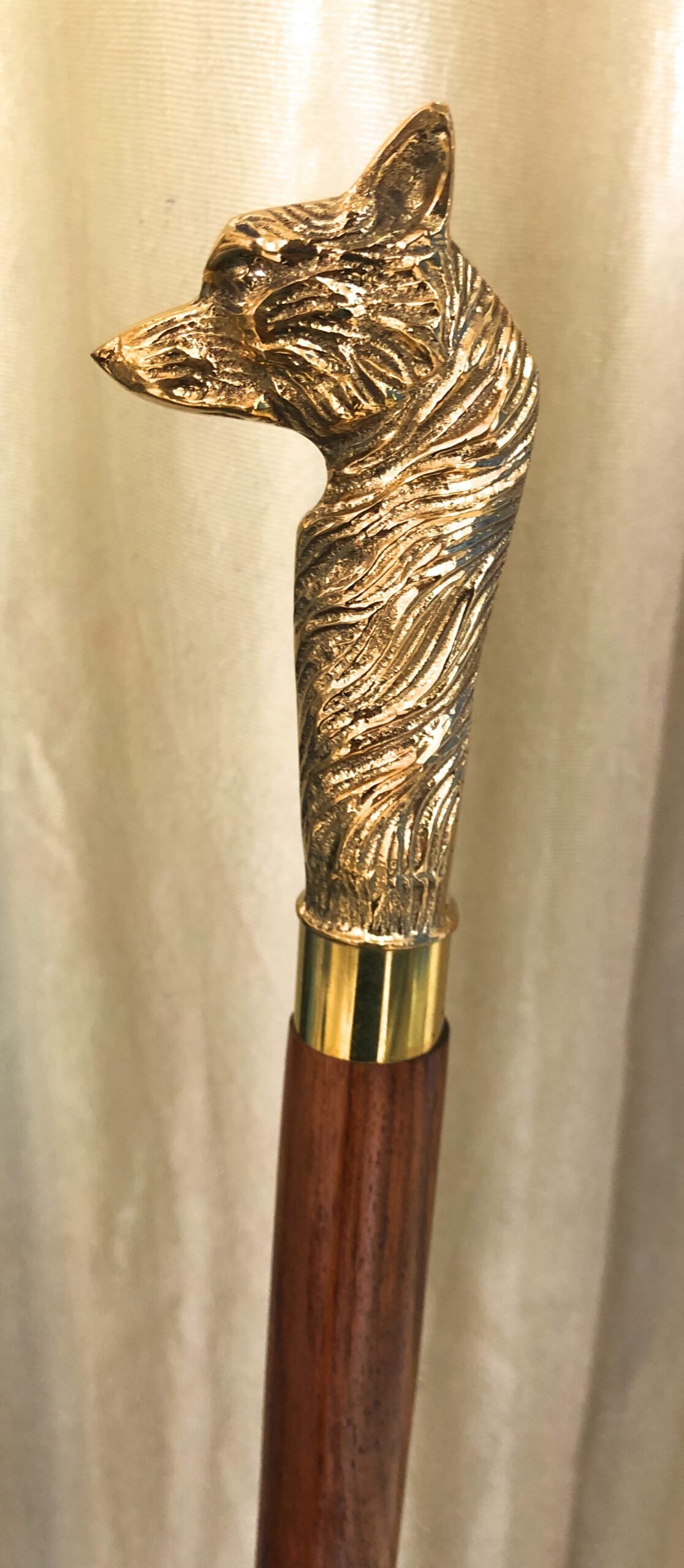 Brass Nautical Walking Stick Fox Head Style Wood Cane Classic Style Wooden Cane - Image 2