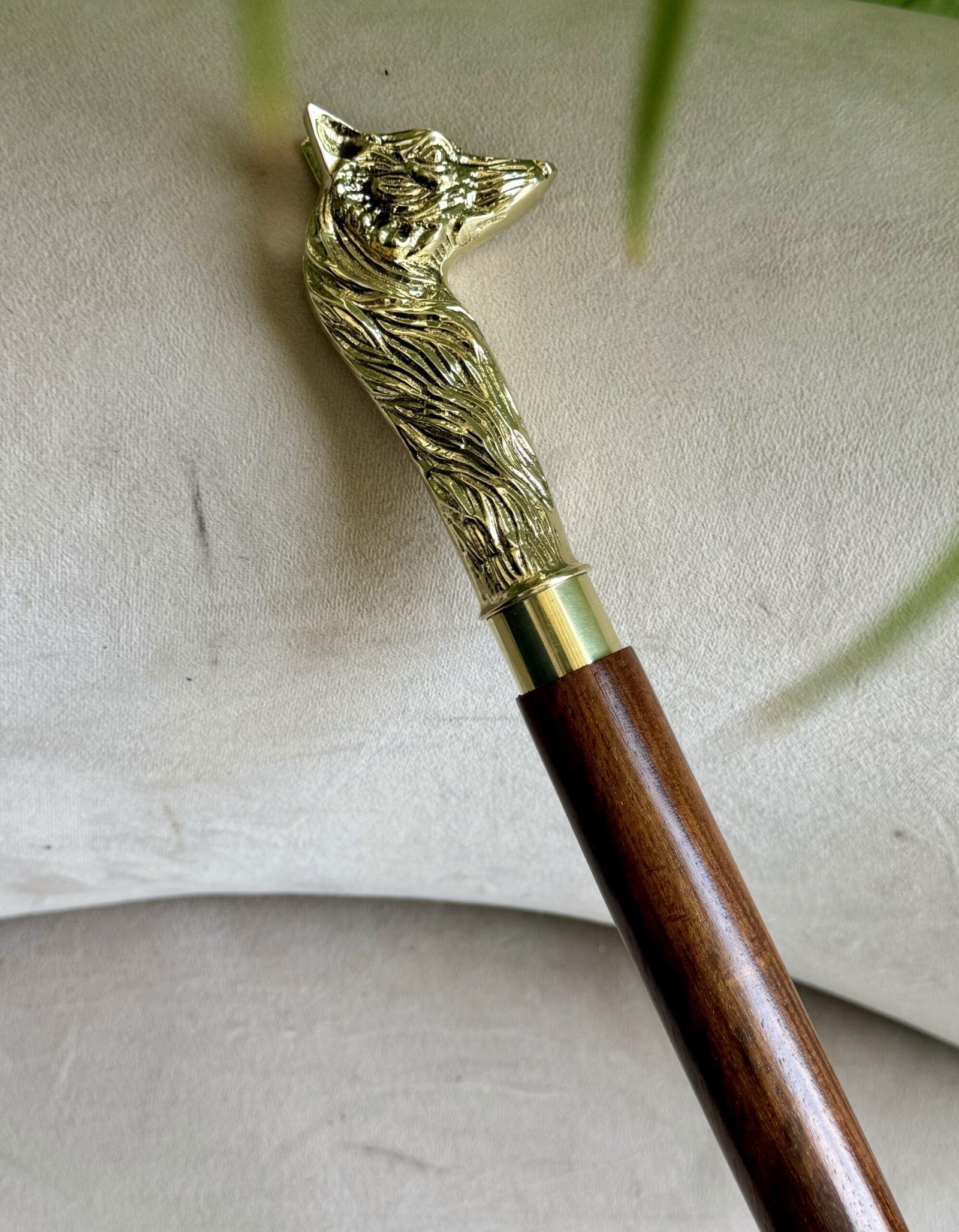 Brass Nautical Walking Stick Fox Head Style Wood Cane Classic Style Wooden Cane - Image 3