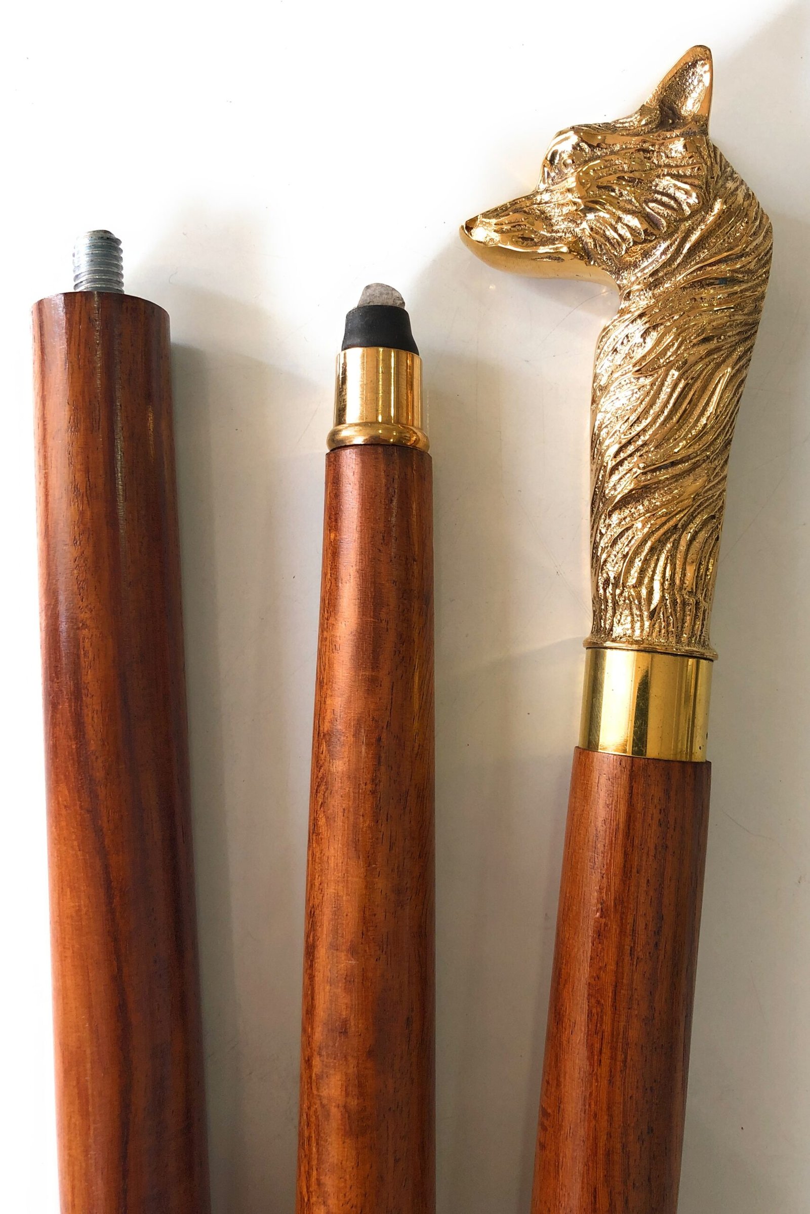Brass Nautical Walking Stick Fox Head Style Wood Cane Classic Style Wooden Cane - Image 4