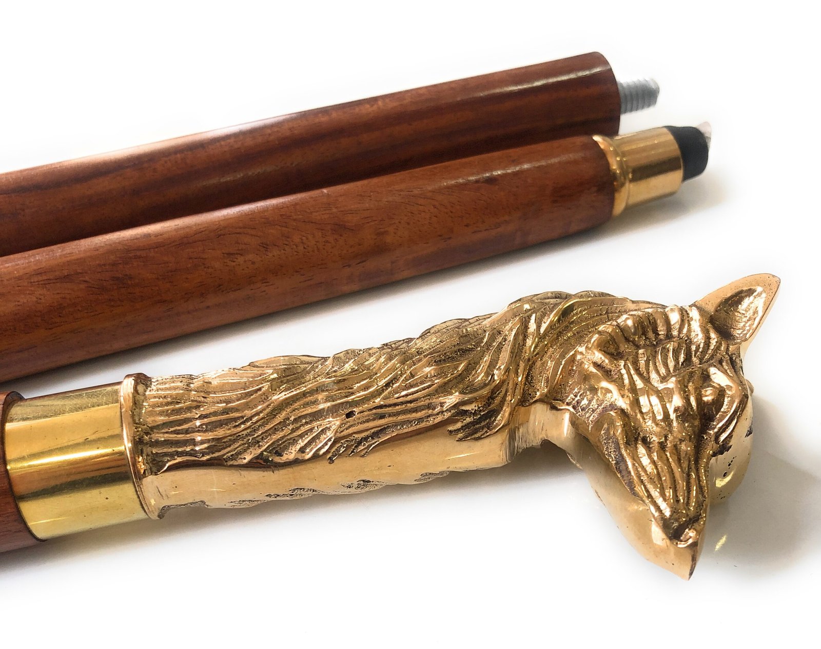 Brass Nautical Walking Stick Fox Head Style Wood Cane Classic Style Wooden Cane - Image 5