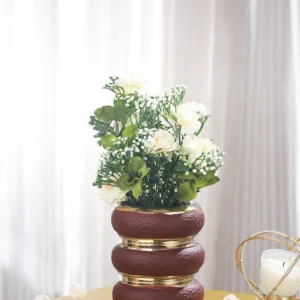 Decorative Ceramic Brown & Golden Flower Vase for Home Decor