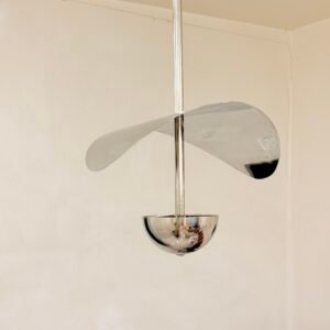 Silver Chrome Pendant Light – Modern Minimalist Ceiling Lamp – Luxury Accent Lighting