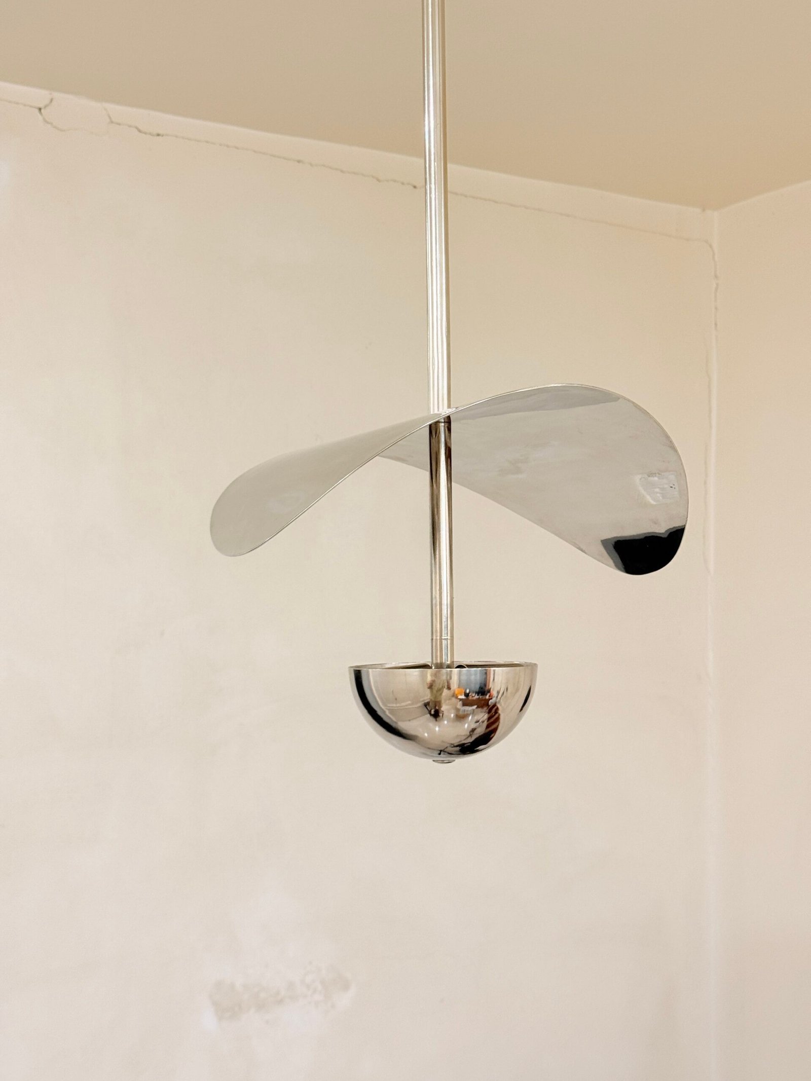 Silver Chrome Pendant Light – Modern Minimalist Ceiling Lamp – Luxury Accent Lighting