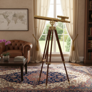 Master Harbor Brass Telescope – Dual Barrel Nautical Decor on Adjustable Tripod