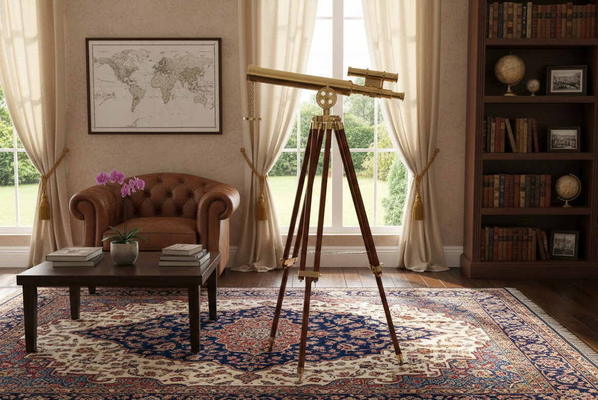 Master Harbor Brass Telescope – Dual Barrel Nautical Decor on Adjustable Tripod