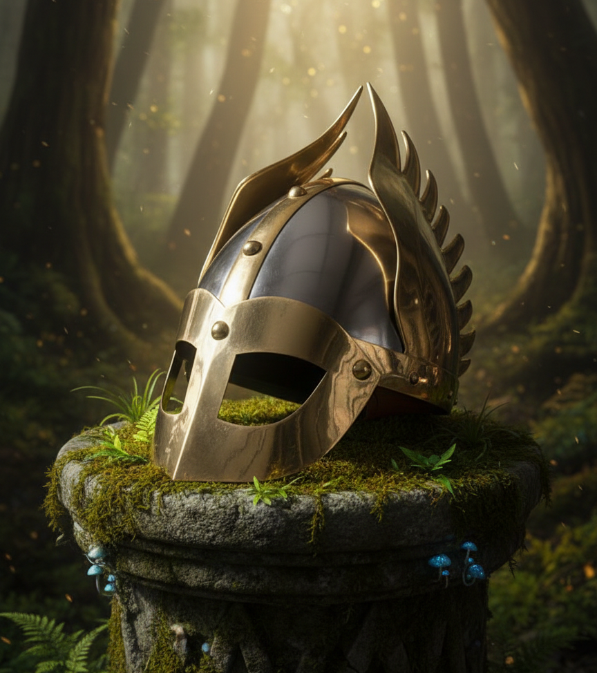 Medieval Armor Brass Viking Wing Helmet – Halloween Costume